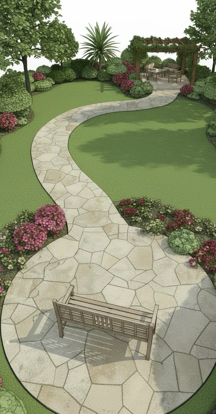 Diseño de jardin 3D vista de pajaro